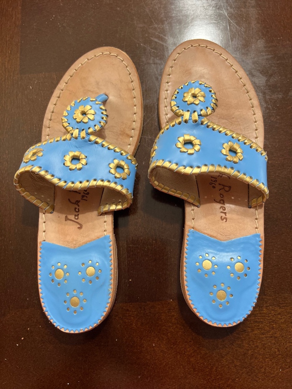 Jack Rogers Turquoise and Gold Sandals